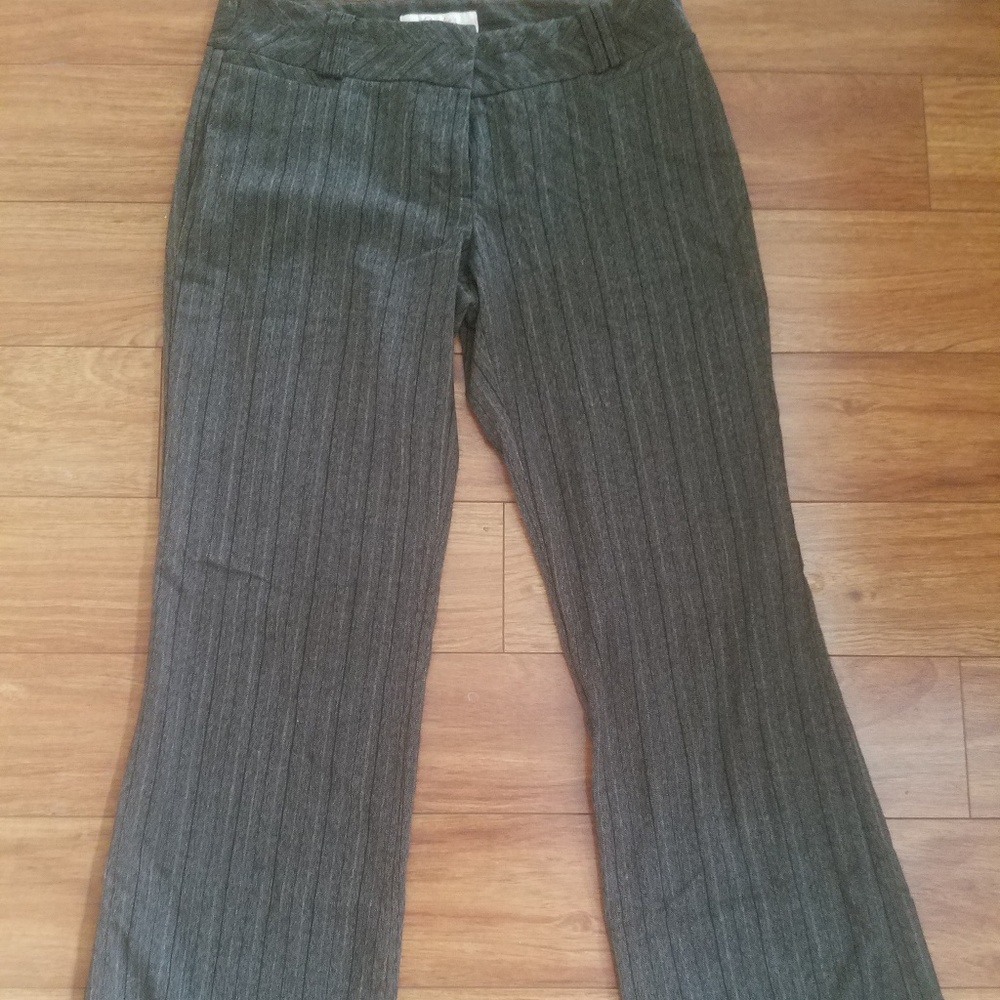 Brown and black dress pants.